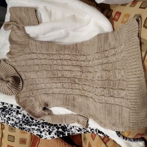 Cable Knot Turtle Neck Dress Taupe